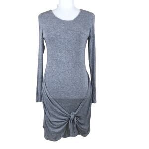 OLIVACEOUS Front Tie Long Sleeve Gray Dress Medium Stretch Modern Minimalist‎ M
